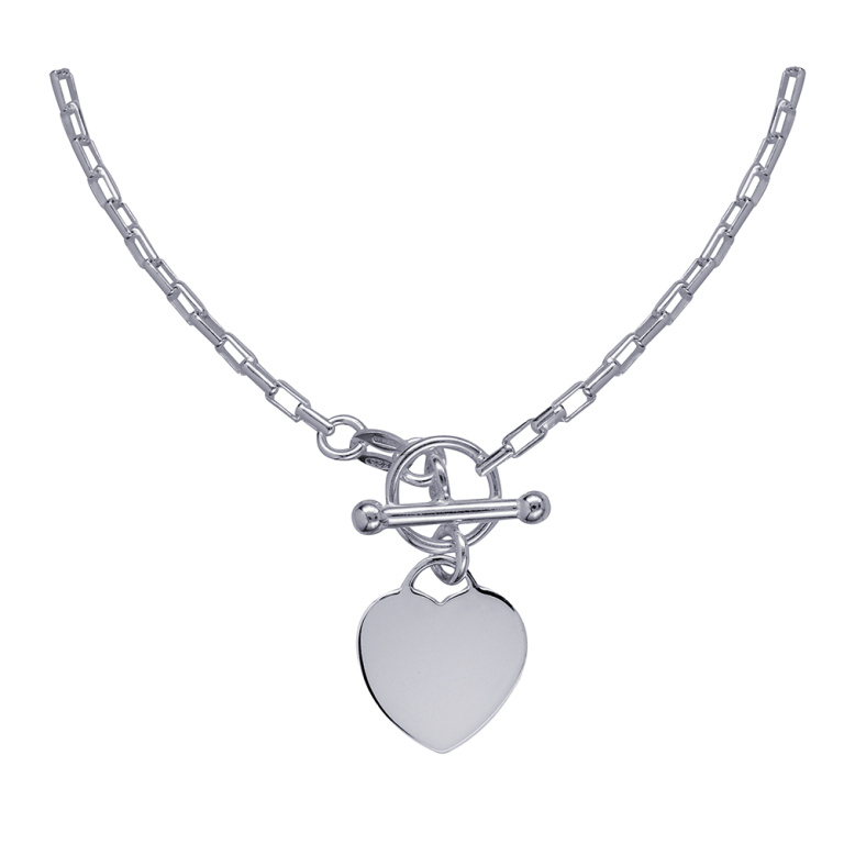 IN6479 45cm – S/S Cable Necklet With T-Bar And Heart