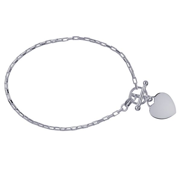 IB6479 19cm – S/S Cable Bracelet With T-Bar And Heart
