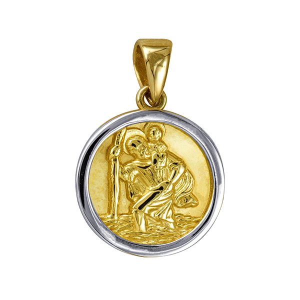 JC2175 - 9ct Two Tone 12mm Round St. Christopher